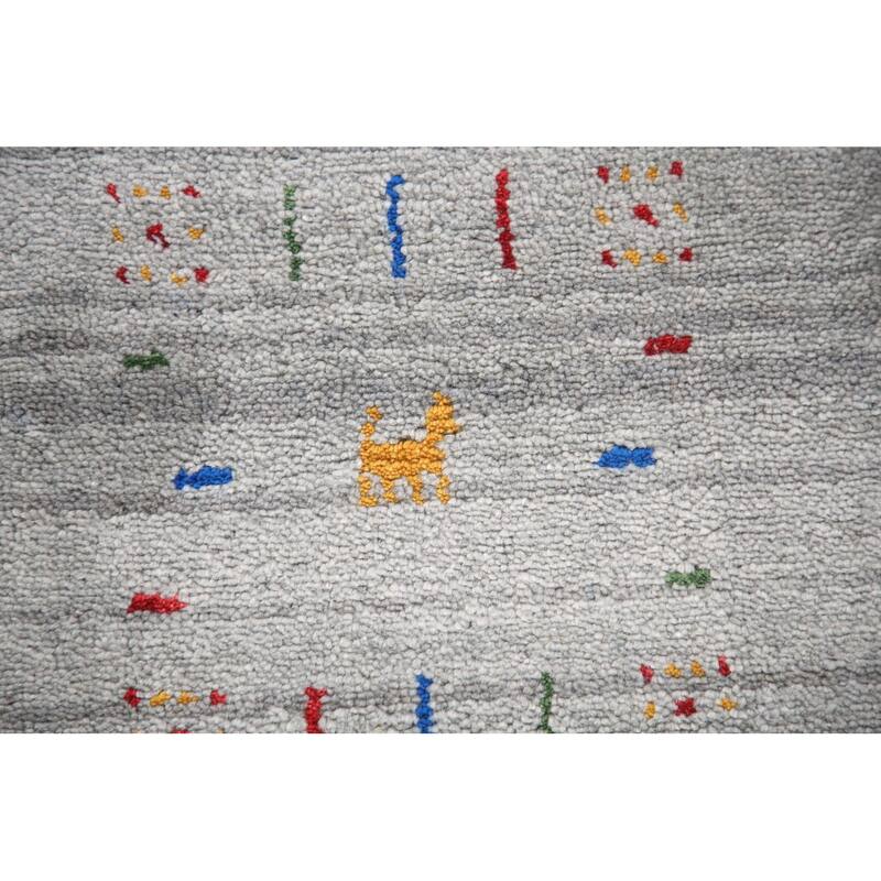 Gabbeh Oriental Square Area Rug Handmade Silk Carpet - 7'9" x 8'2"