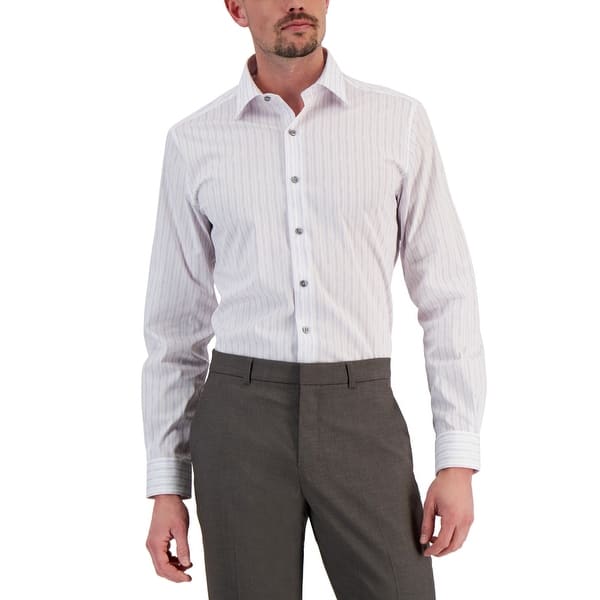 Alfani Men's Slim Fit 2 Way Stretch Stain Resistant Dress Shirt White Size  12X32X33 - Bed Bath & Beyond - 40639960