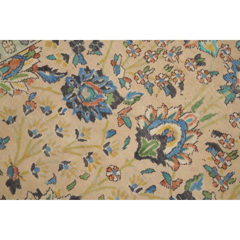 Hand Knotted Oriental 100% Wool Carpet Traditional All-Over Beige & Ivories Tabriz Area Rug - 12' 2'' X 10' 3''