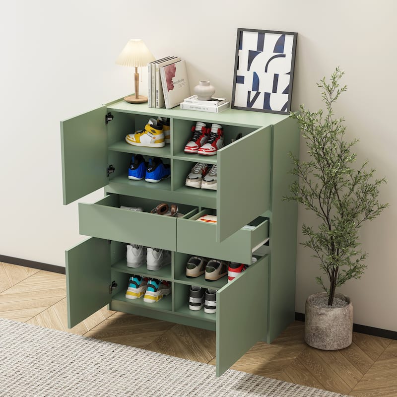 Modern Design Wooden Storage Cabinet With 4 Doors And 2 Drawers