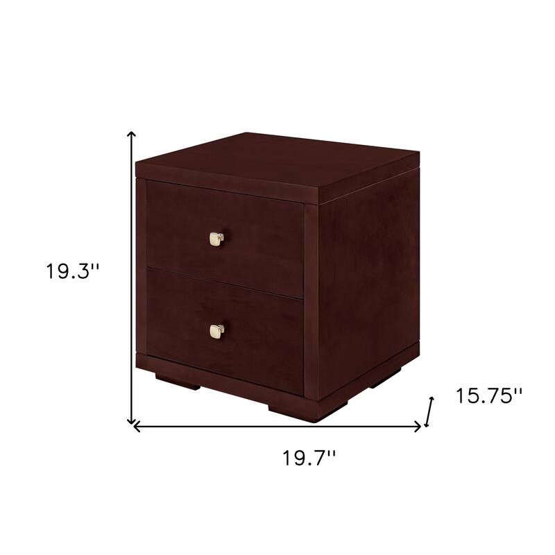 HomeRoots 19" Espresso Two Drawer Nightstand