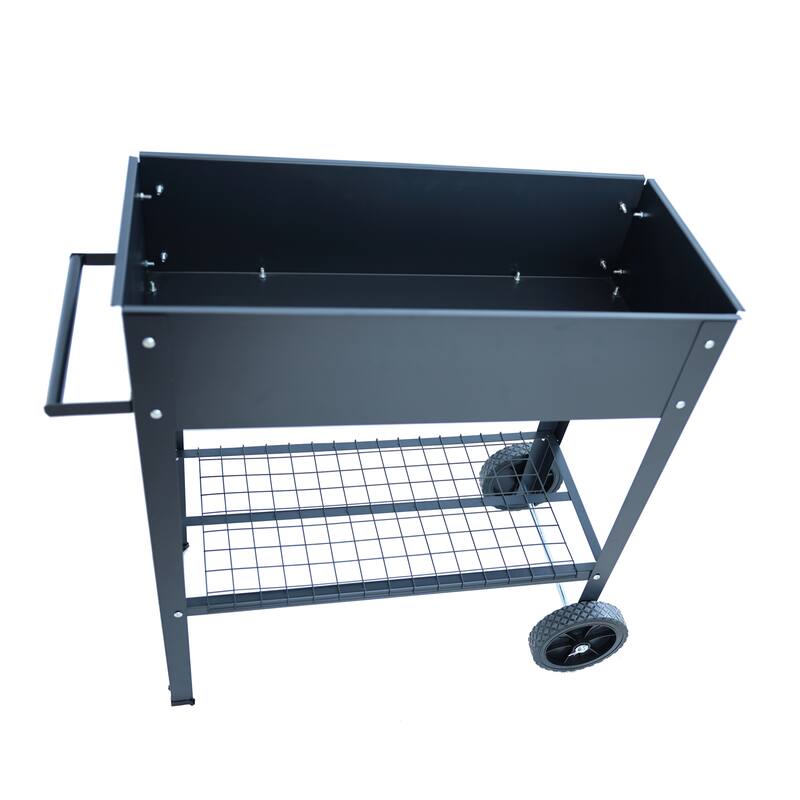 Elevated Rolling Planter - 33" Long Garden Bed, Ergonomic Design, Food-Grade Coating, for Patios, Balconies & Backyard Gardening