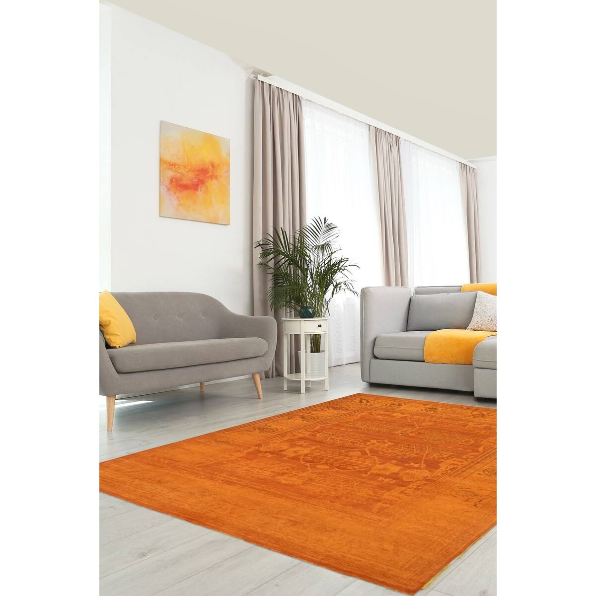 ECARPETGALLERY Handknotted Color Transition Burnt Orange Wool Rug 8