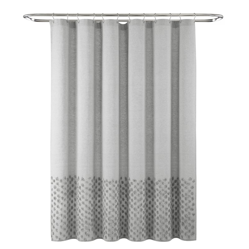 Lush Decor Boho Polka Dot Yarn Dyed Eco-Friendly Recycled Cotton Shower Curtain Single