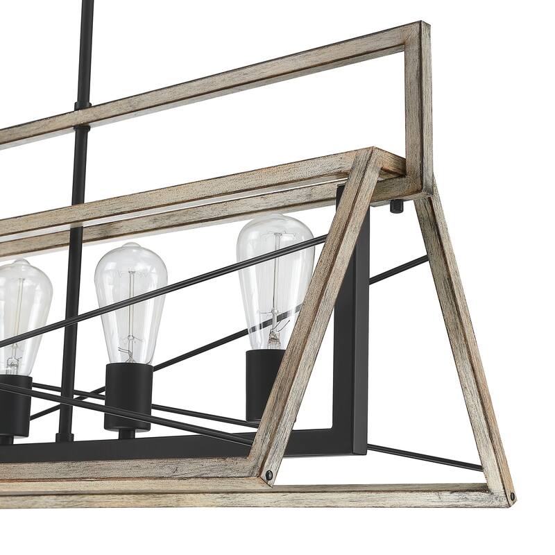 5-Light Industrial triangle cage Chandelier - Barnwood