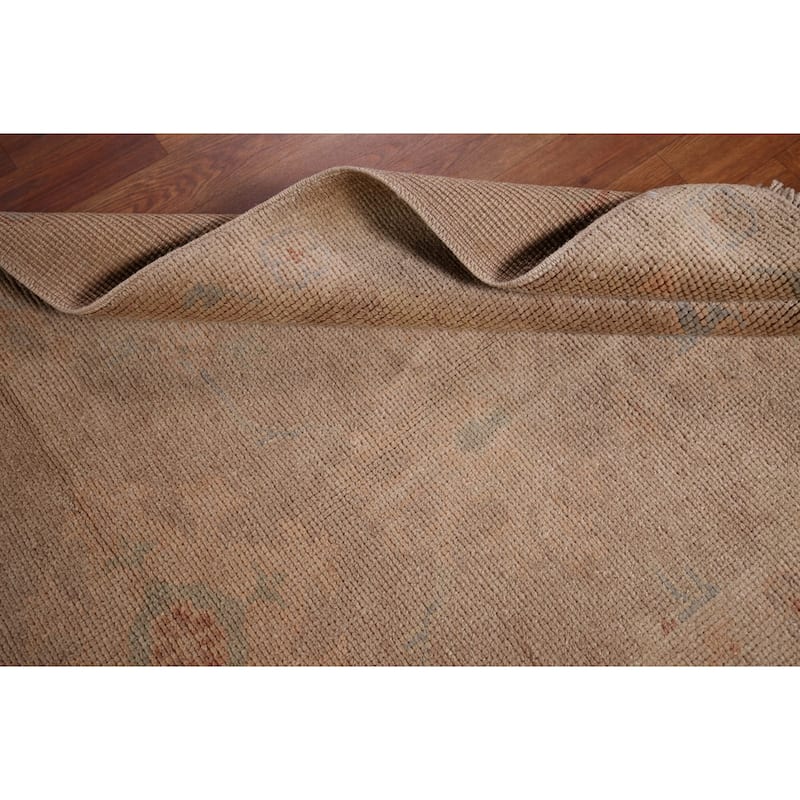 Earth Tone Oushak Turkish Runner Rug Handmade Wool Carpet - 3'0" x 11'5"