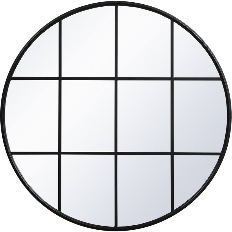 Elegant Lighting Motif 41-3/4" Diameter Circular Beveled Metal Framed - Black