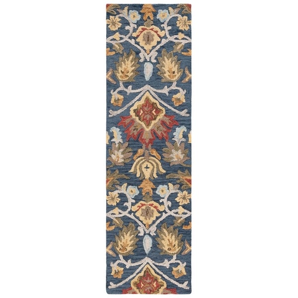 slide 2 of 24, SAFAVIEH Fiorello Handmade Blossom French Country Wool Area Rug 2'3" x 10' Runner - Navy/Multi