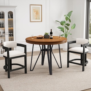Netia  3-Piece Counter-Height Bar Set with Boucle Upholstered Chairs and Metal Table Base by Christopher Knight Home