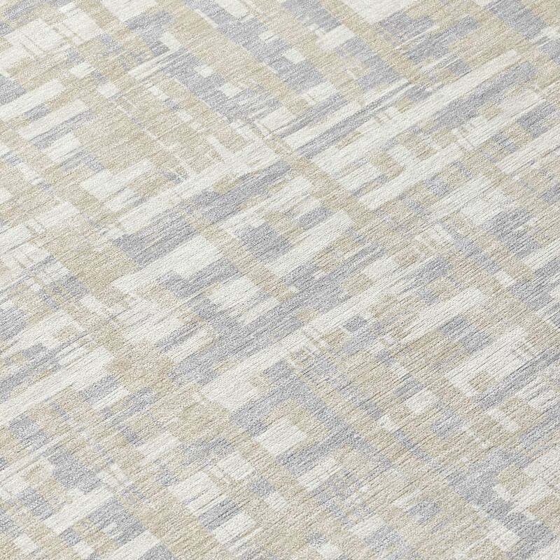 Machine Washable Indoor/ Outdoor Modern Crosshatch Chantille Rug