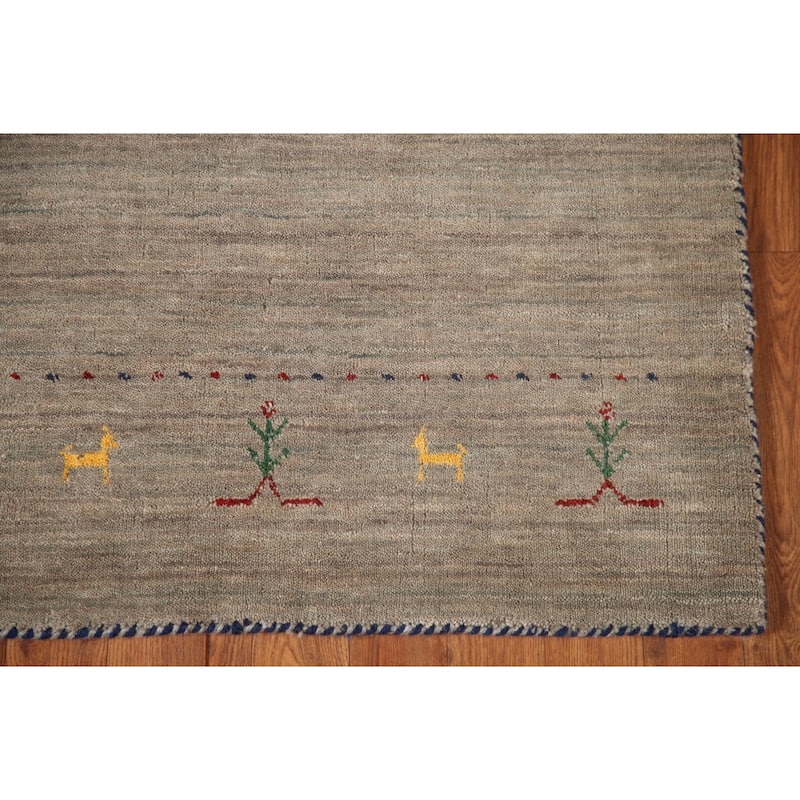 Tribal Gabbeh Accent Rug Handmade Oriental Wool Carpet - 2'10"x 4'11"