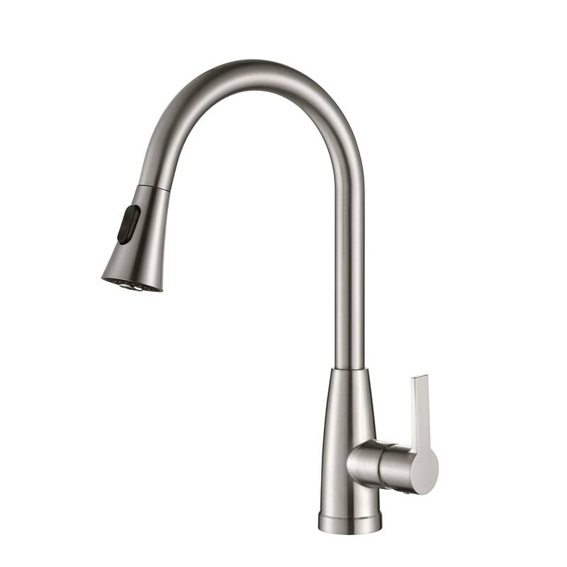 CB HOME Gold/Black/White/ Kitchen Faucet with Pull Down Sprayer, 18'' Gold/Black/Faucet for Kitchen Sink with Single Handle - Polish chrome