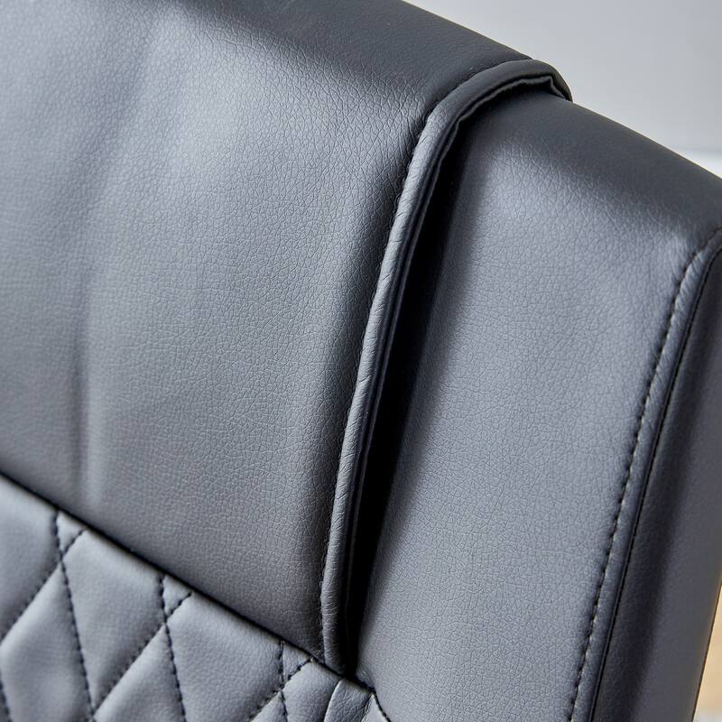 Leather Dining Chair Set of 6 Office Chair with C-Shaped Metal Legs