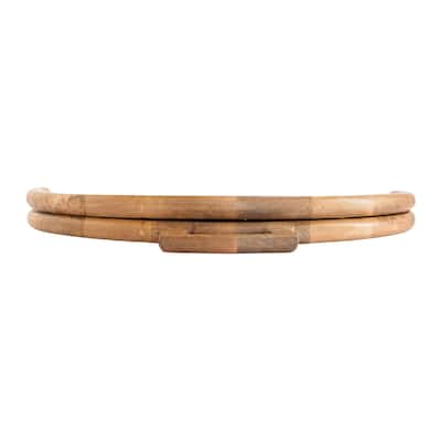 Mango Wood and Stainless Steel Folding Cheese and Serving Board - 26.0"L x 23.5"W x 1.0"H