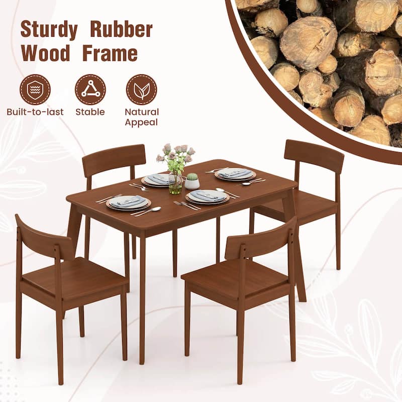 Costway 5 PCS Dining Table Set Rectangular Kitchen Table & 4 Chairs