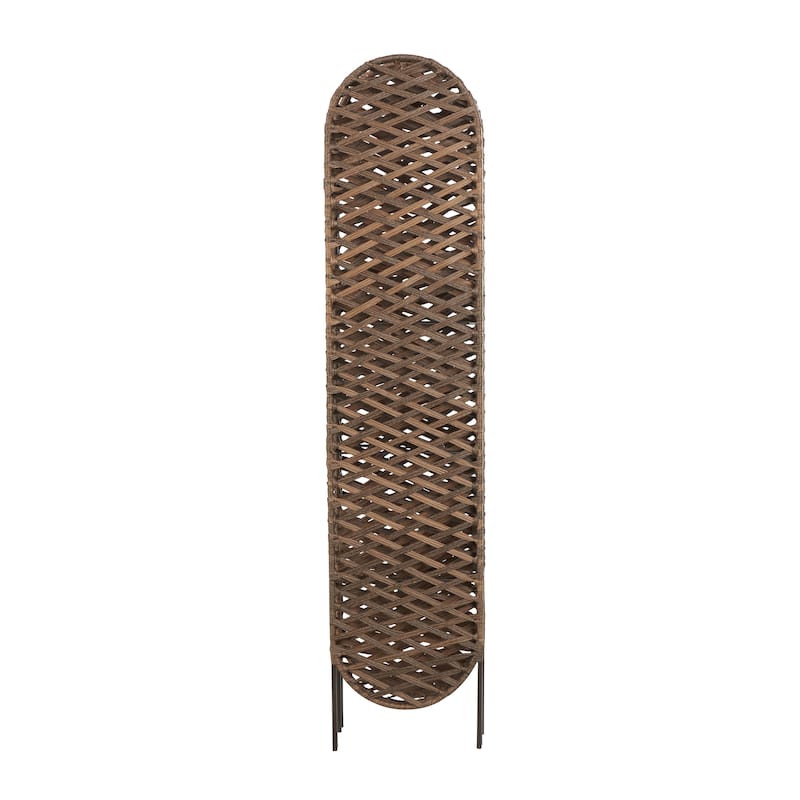 Metal Geometric Handmade Foldable Freestanding Woven Room Divider Screen with 4 Oval Shaped Panels - Copper - Roche River Decor