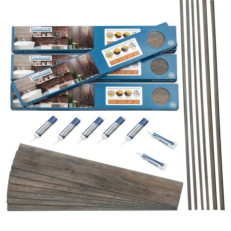 Palisade Wall Plank - 46.7 in. x 7.2 in. Plank Kit - Natural Oak