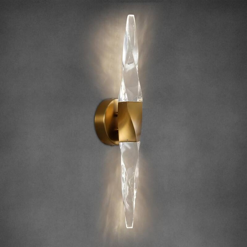 KAYLA 20.8" Black Crystal Wall Sconce - Gold