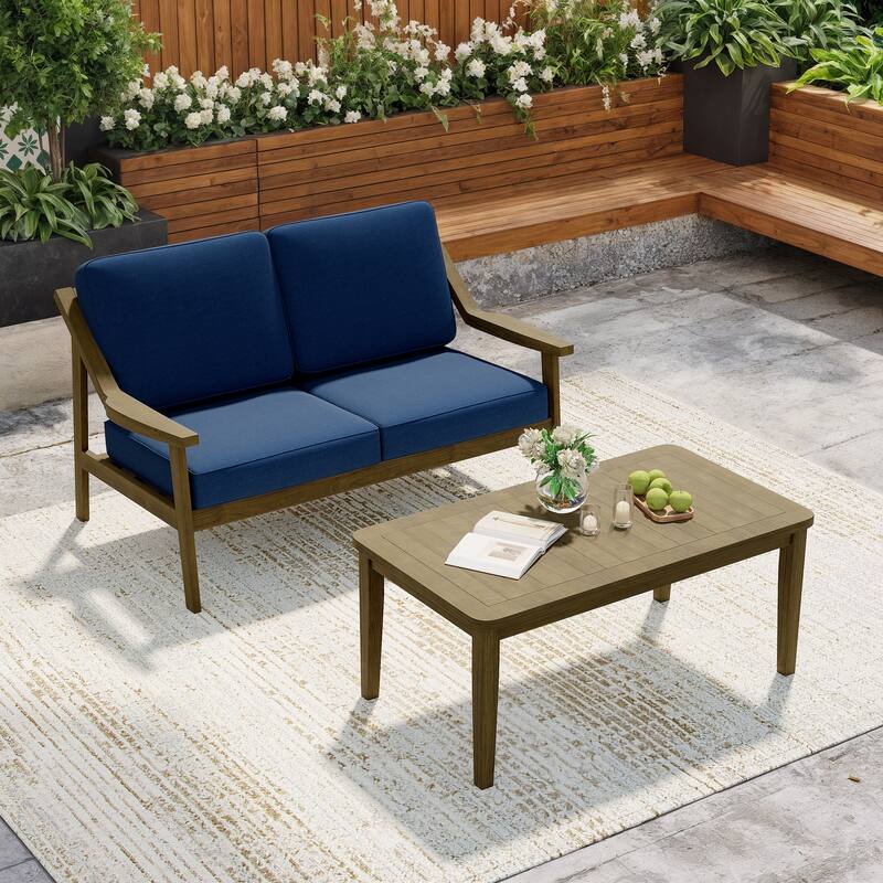 Outdoor Patio Wood Bistro Set/Loveseat Set
