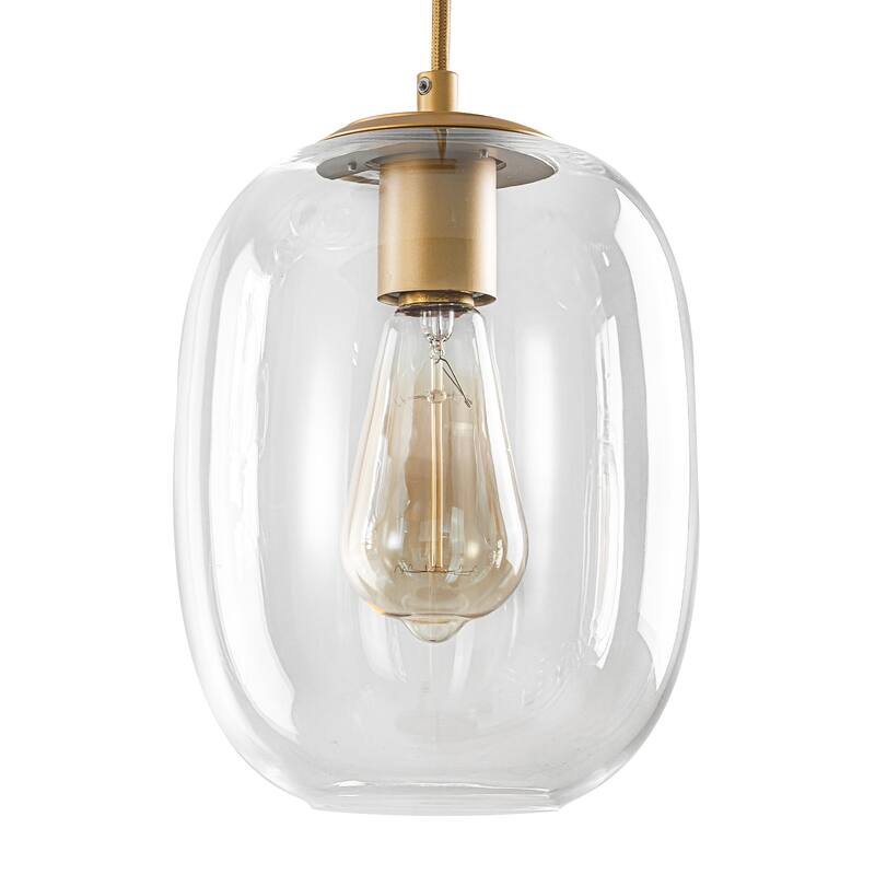 8-Light Gold / Black Linear Chandelier Modern Pendant Light with Clear Glass
