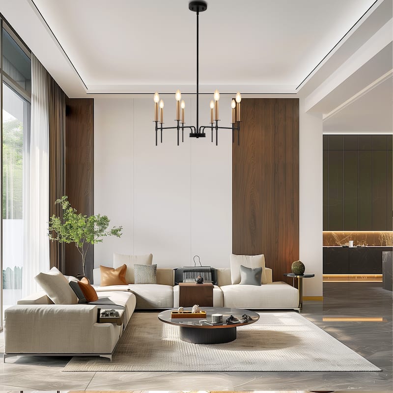 Modern Chandelier for Dining Room 8-Light Farmhouse Chandelier Lighting Fixtures Rustic Candle for Living Room Foyer Bedroom