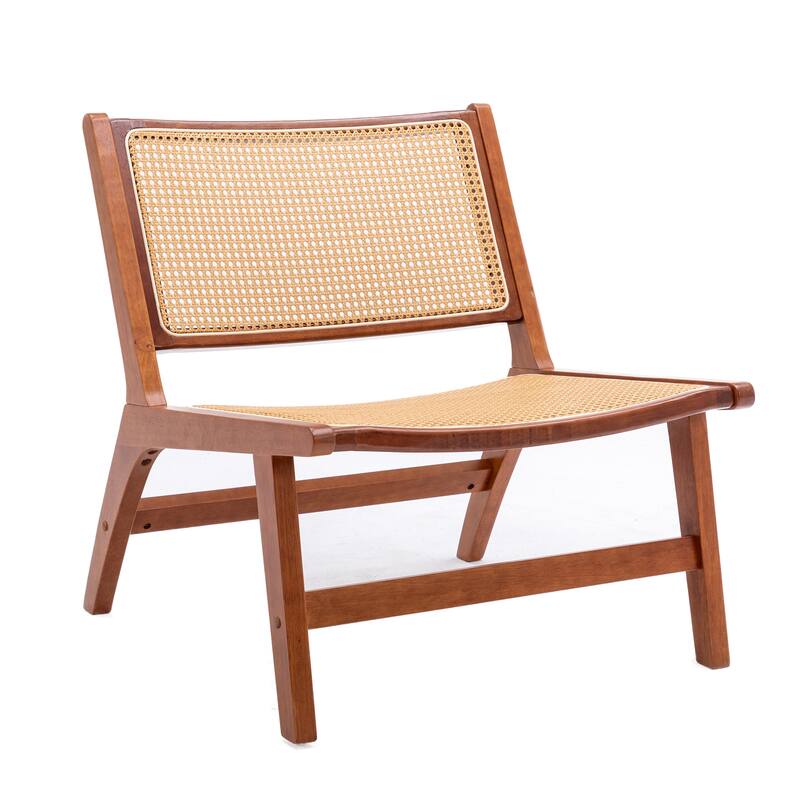 Wooden Living Room Lounge Chair With White Wool Carpet