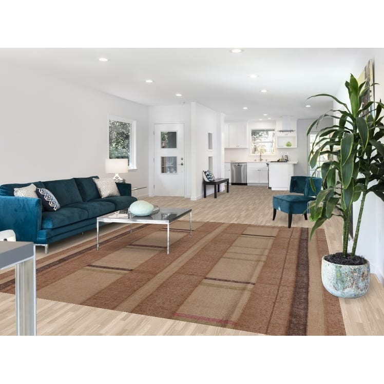 Hand Woven Oriental 100% Jute Carpet Southwestern Modern Brown Kilim Area Rug - 9' 10'' X 8' 4''