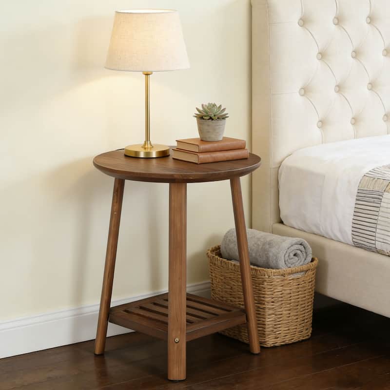 Solid Wood Round Side Table