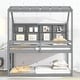 preview thumbnail 1 of 19, Twin Over Twin Bunk Bed with House Semi-enclosed Roof Grey
