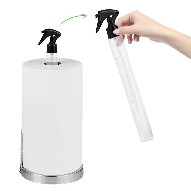 SunnyPoint Heavy Weighted Paper Towel Holder Stand Dispenser Built-in Spray Bottle