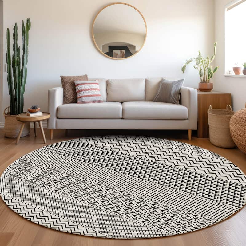 Premium Washable Super Soft Modern Moroccan Mayfield Rug - White - 8' x 8'