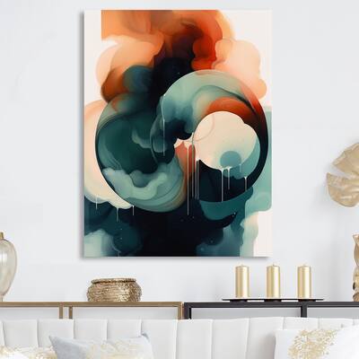 Designart "Abstract Shapes And Line Artwork V" Abstract Metal Wall Art