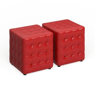 Porch & Den Las Olas Red Cube Ottoman (Set of 2)