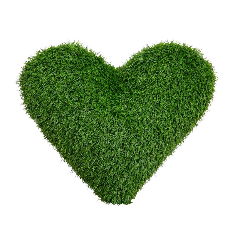 20-in UV Resistant Artificial Heart Shaped Grass Pillow Cushion
