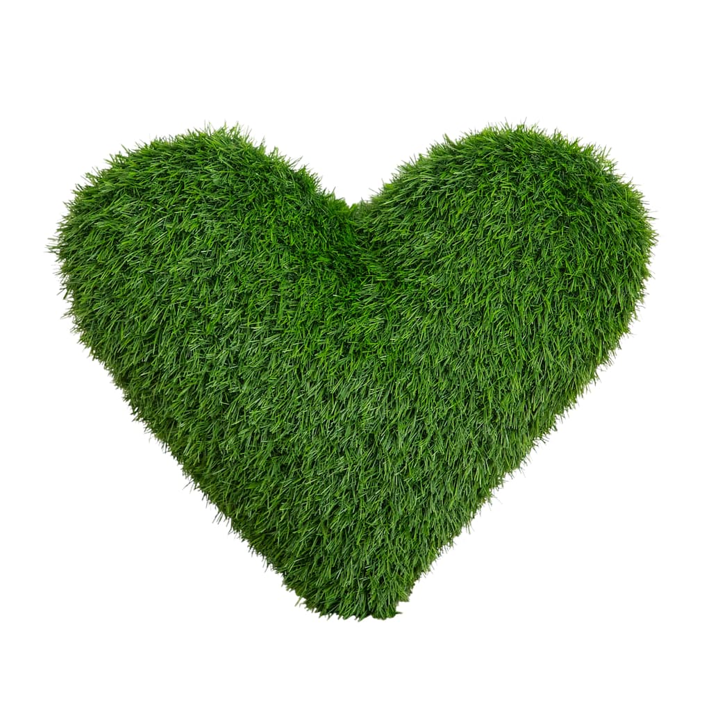 20-in UV Resistant Artificial Heart Shaped Grass Pillow Cushion