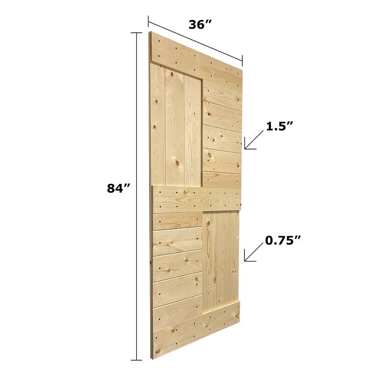 Coast Sequoia 48in/60in/72in/84in x 84in S Series Pine Wood Double Sliding Barn Door With Hardware Kit