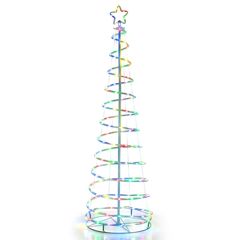 6 FT Spiral Christmas Tree w/ LED Lights 10 Lighting Modes APP Control - 6 Foot