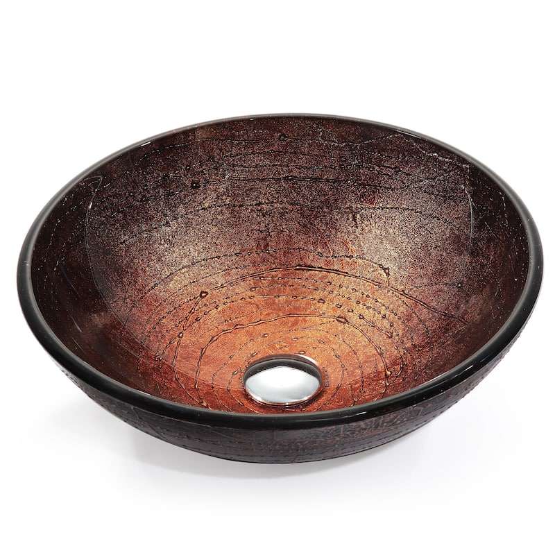KRAUS 16 1/2 inch Brown Round Glass Vessel Bathroom Sink