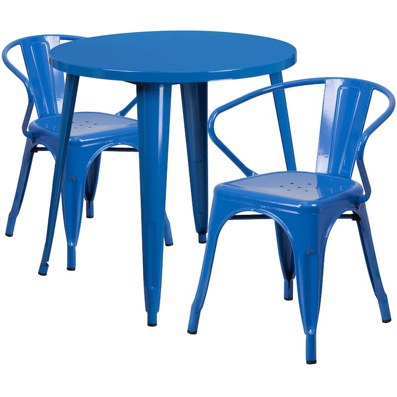 30'-inch Round Metal Indoor-Outdoor Table Set