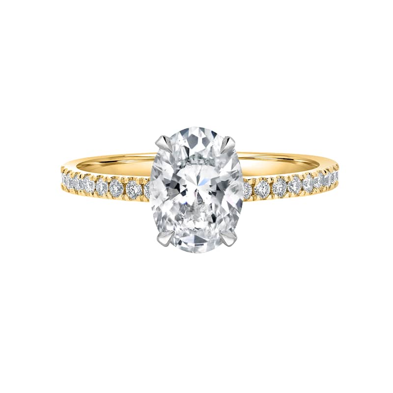 Auriya 2 1/3 ct Oval Cut with Hidden Halo Diamond Engagement Ring in 14k Gold (H-I, SI1-SI2) - Yellow - 5.5