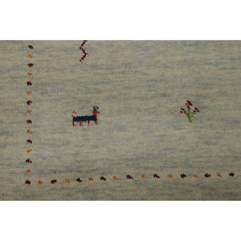Hand Knotted Oriental 100% Wool Carpet Tribal Animal Pictorial Multi-Colored Gabbeh Area Rug - 5' 10'' X 3' 11''