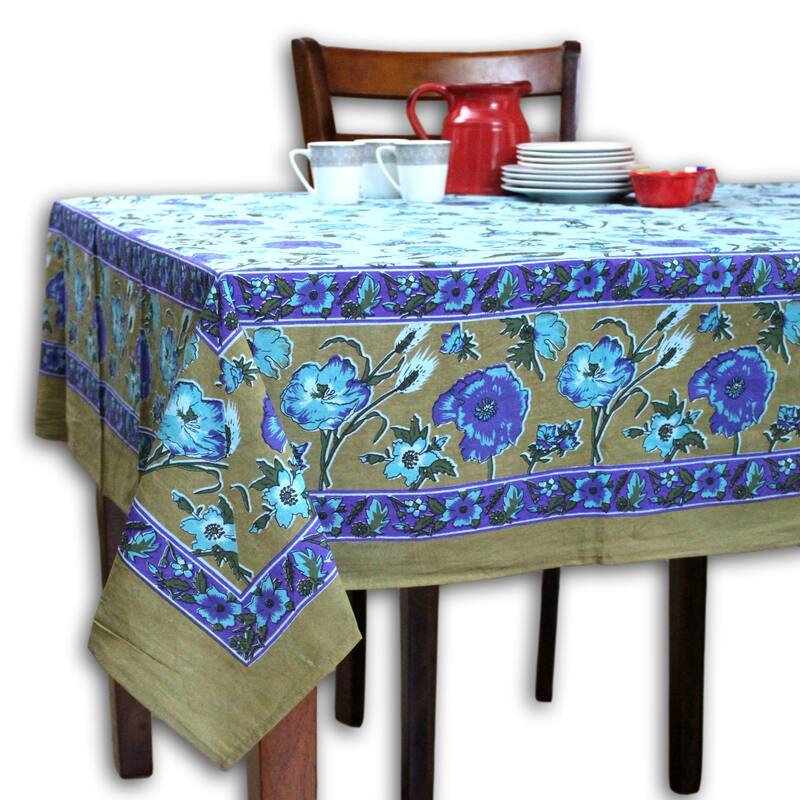 Cotton Enchanting Floral Tablecloth Rectangle Collection - 70 x 106 in - Olive Green