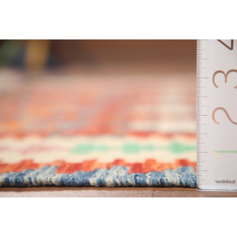 Hand Woven Oriental 100% Wool Carpet Southwestern All-Over Oranges & Rust Kilim Area Rug - 6' 2'' X 5' 0''