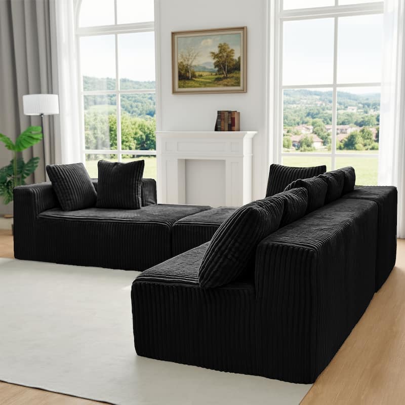 GDFStudio - American Design Modular 130" U-Shaped Sectional Sofa, Chaise Lounge with Reversible Layout