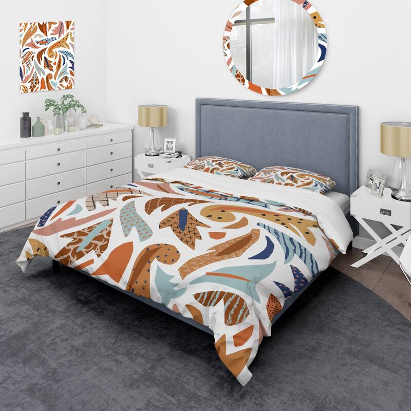 Designart 'Baroque Inspired Stylized Doodles' Bohemian & Eclectic Duvet Cover Set