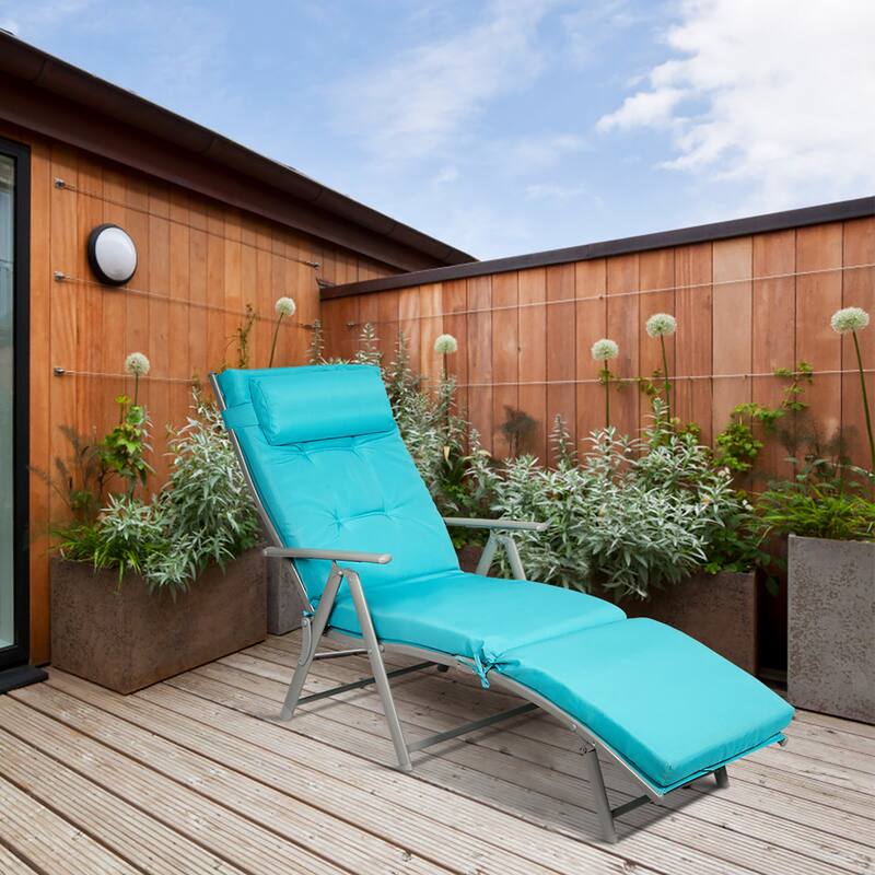 Outdoor Folding Chaise Lounge Chair Recliner with Adjustable Backrest