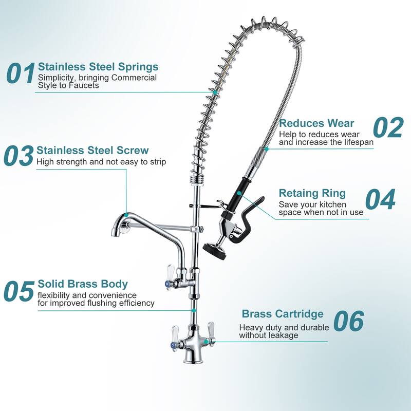 WOWOW Triple Handle Pull Down Kitchen Faucet with Pre Rinse Sprayer