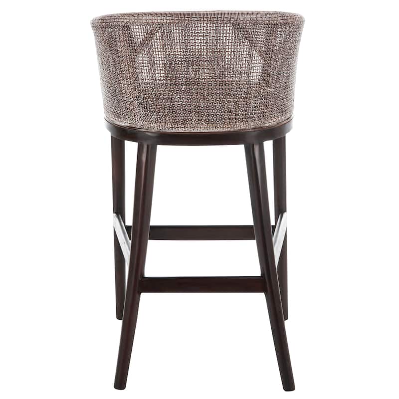 SAFAVIEH Brando Solid Wood Rattan 30-inch Seat Height Bar Stool (Fully Assembled) - 22.3" W x 20.5" L x 39" H