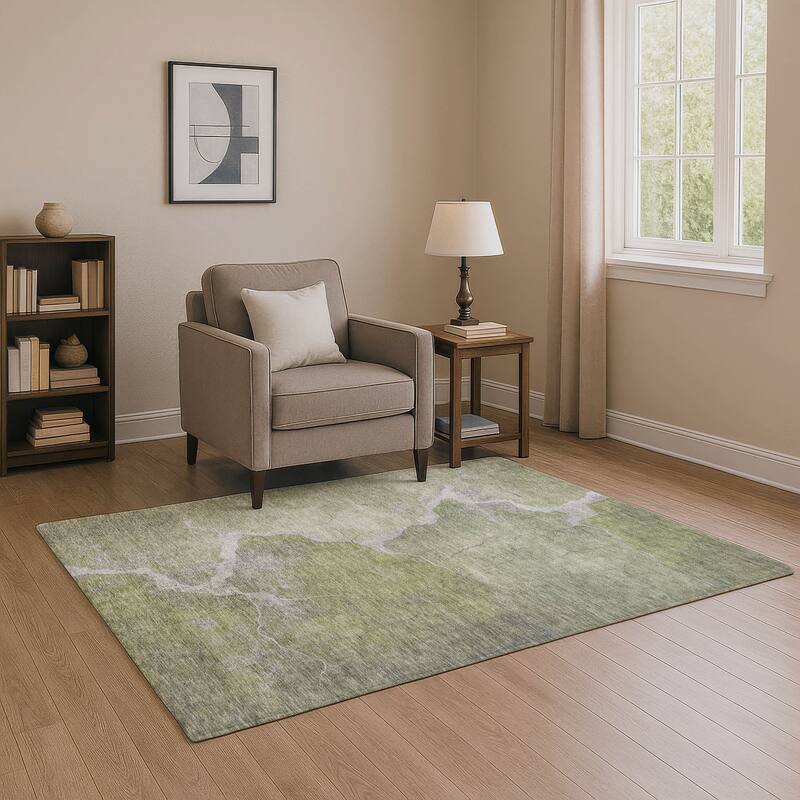 Premium Washable Super Soft Contemporary Envy Mayfield Rug - Green - 5' x 7'6"