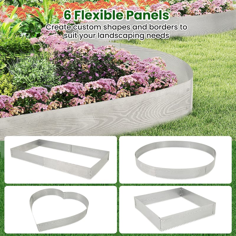 Gymax 6-Pack 20 FT Galvanized Metal Landscape Edging Heavy-Duty Metal